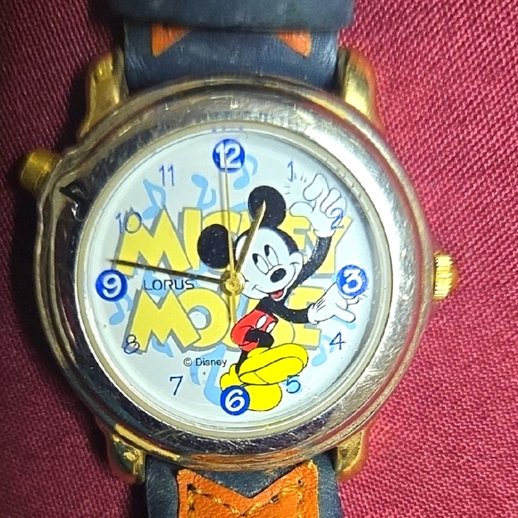 Disney Other - Vintage Lorus Mickey Mouse Watch with Black and Gold Accents